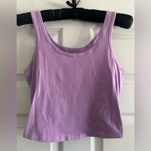 Juniors' SO Purple Cropped Double Scoop tank top, Sz Medium